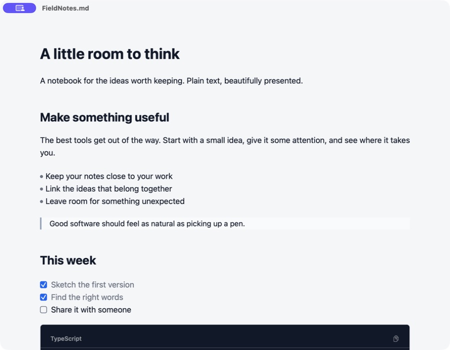 Legend Markdown interface
